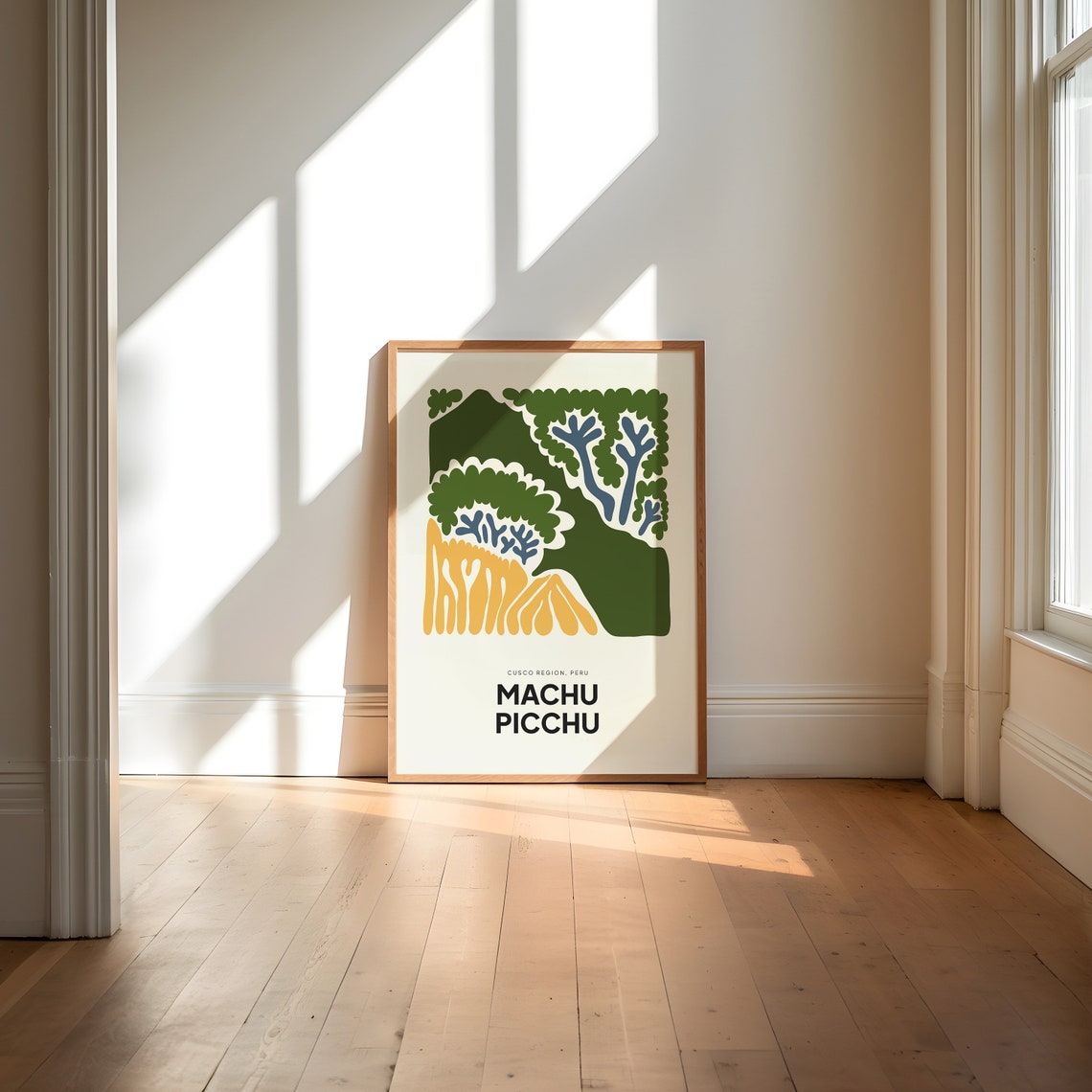 Machu Picchu Peru Green Mountain Terraces Abstract Art Poster - Image 3
