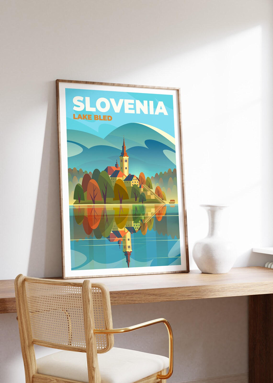 Slovenia Lake Bled Island Church Vintage Style Travel Poster Gift - Image 3