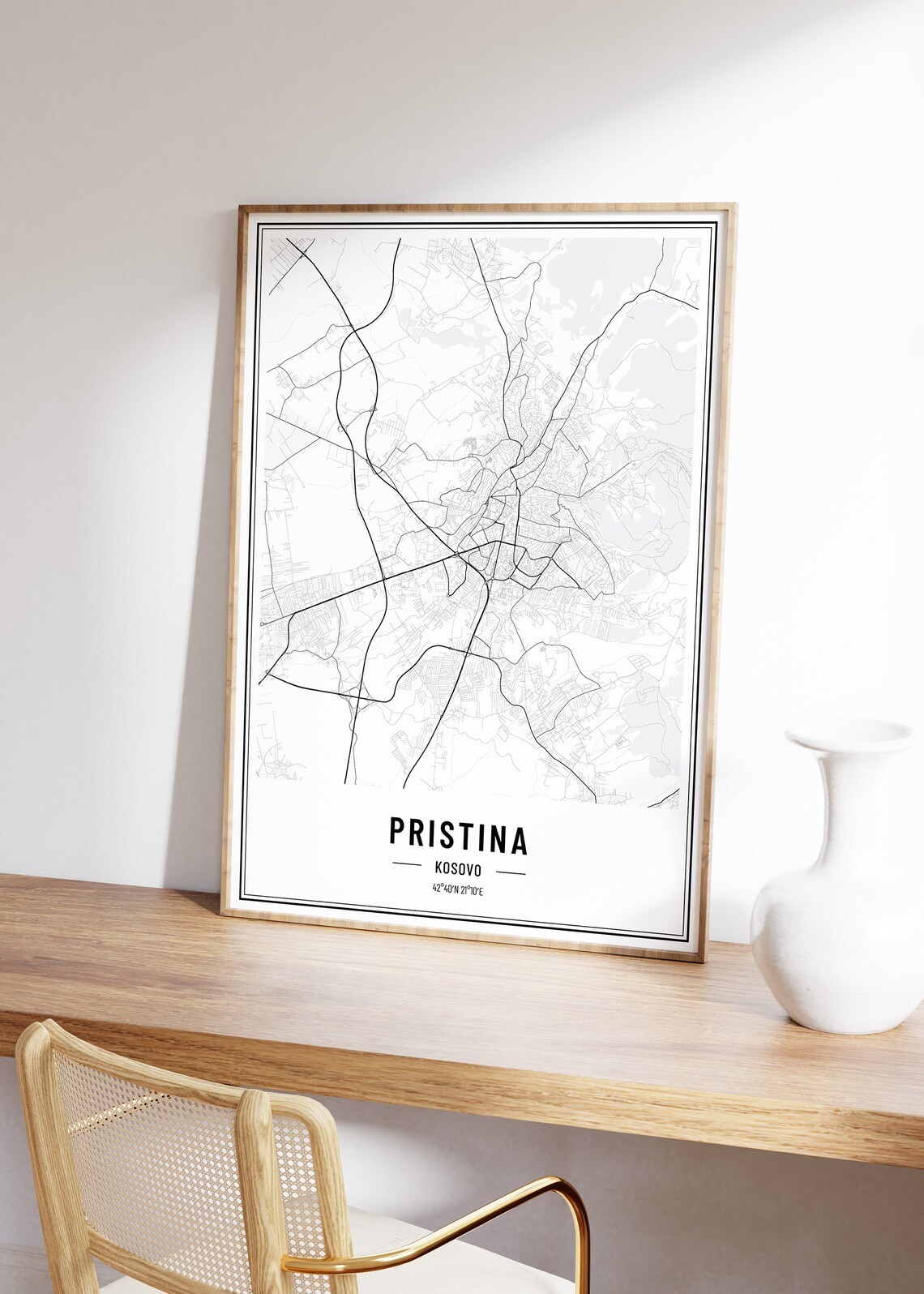 Pristina Kosovo Street Map Black and White Minimalist City Poster - Image 5