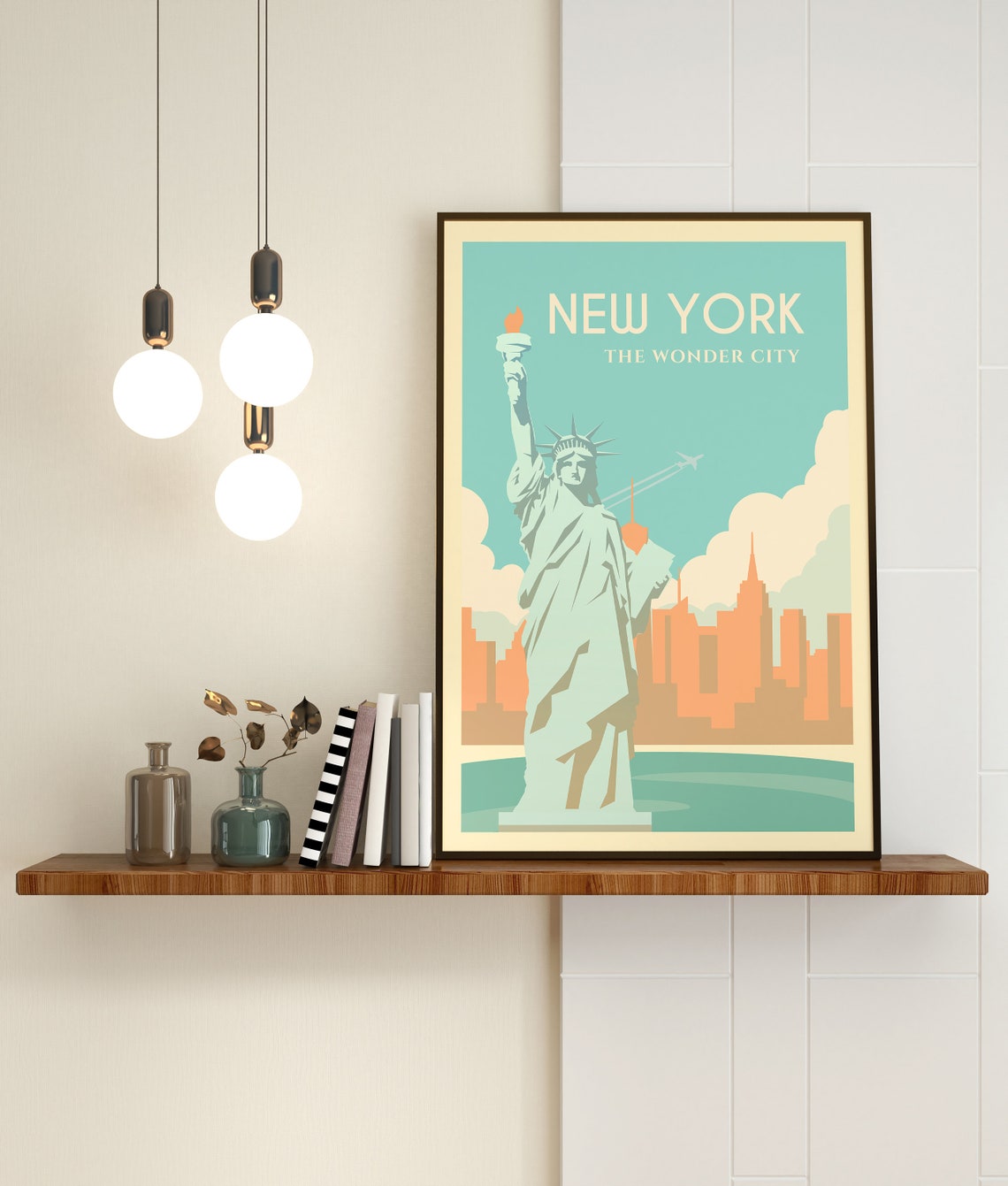 New York Travel Poster Statue Of Liberty Wall Art New York City Travel Print Nyc Wanderlust Poster New York Travel Gift Illustration - Image 3