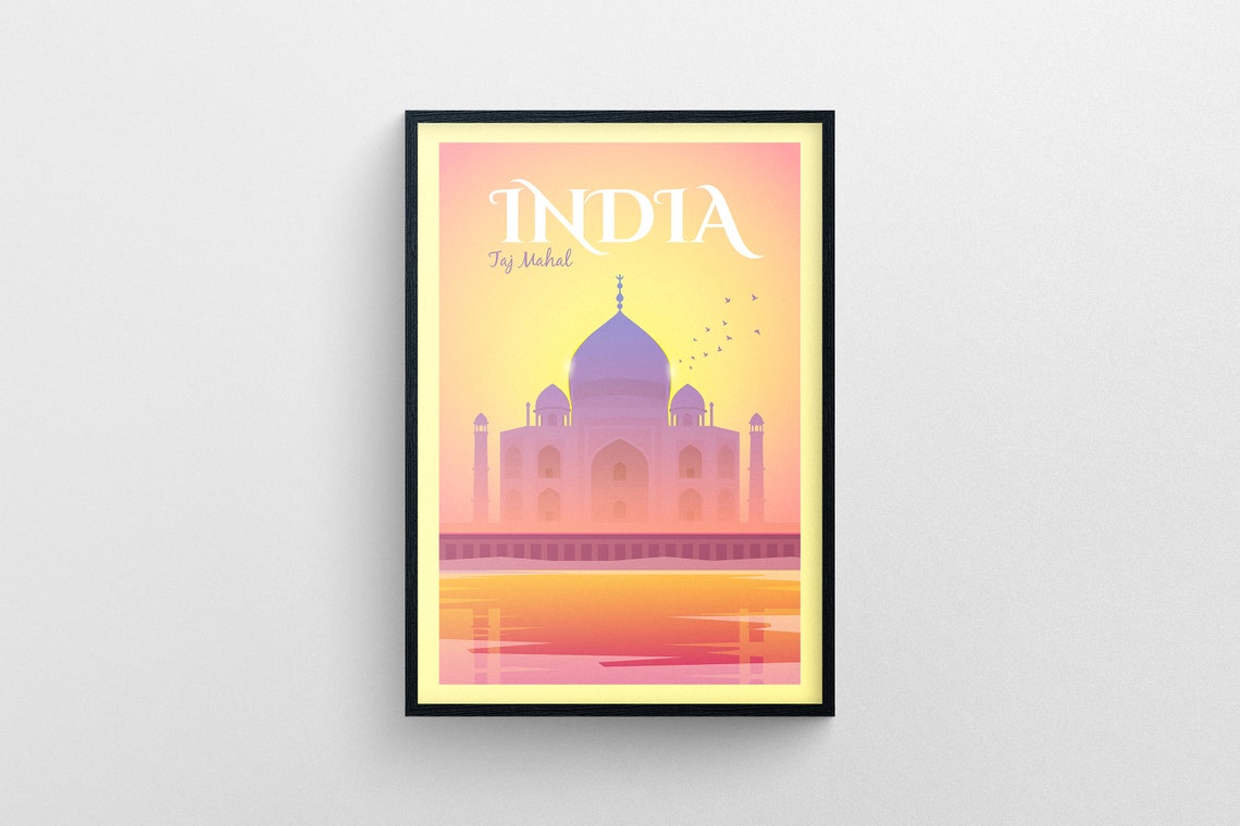 India Taj Mahal Travel Poster India Taj Mahal Travel Poster Taj Mahal Travel Print India Taj Mahal Poster Illustration - Image 5