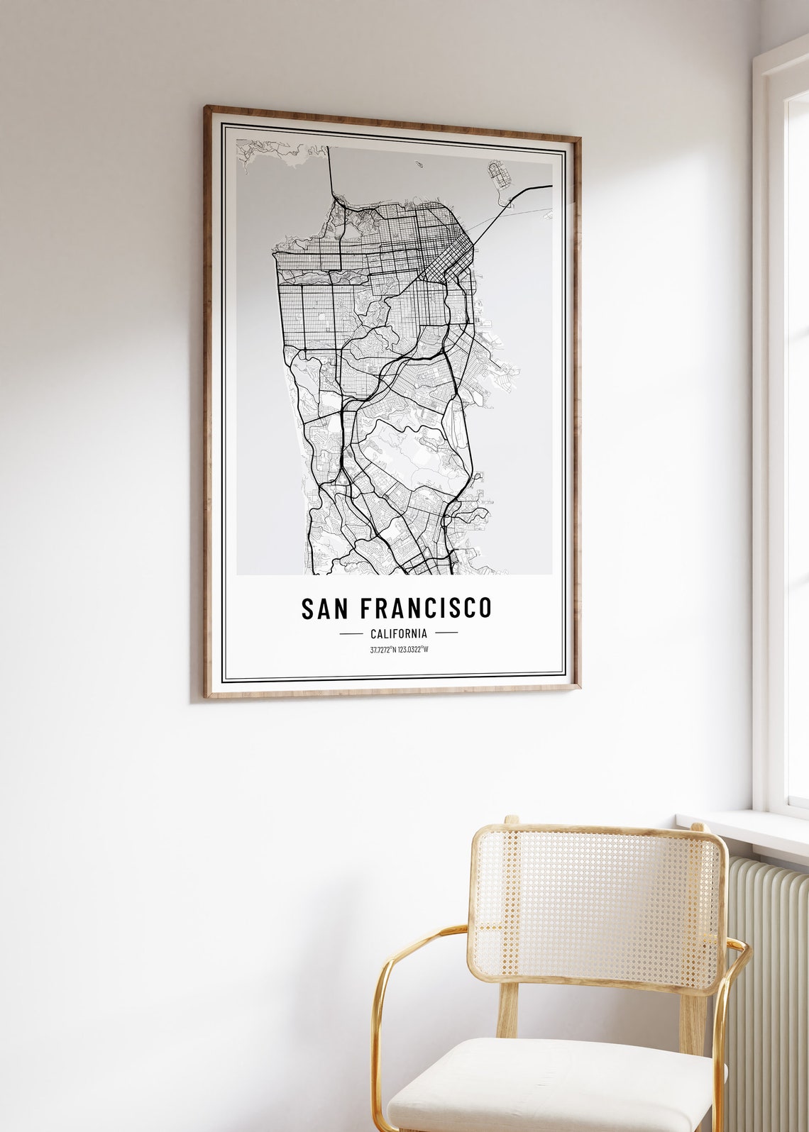 San Francisco California City Street Map Minimalist Art Poster - Image 4