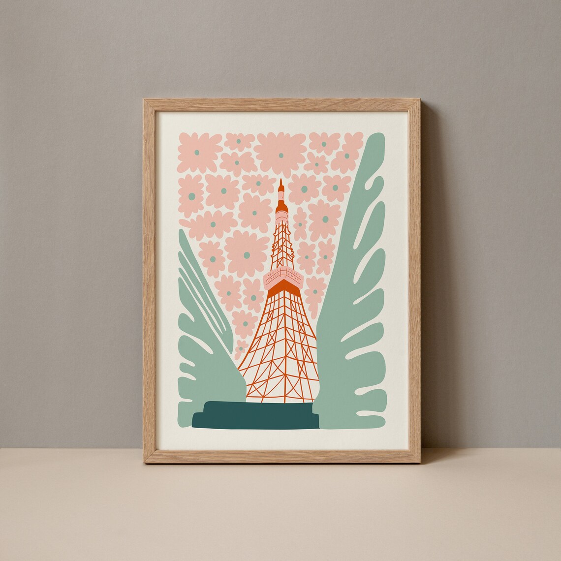 Tokyo Tower Japan Travel Poster, Trendy Art