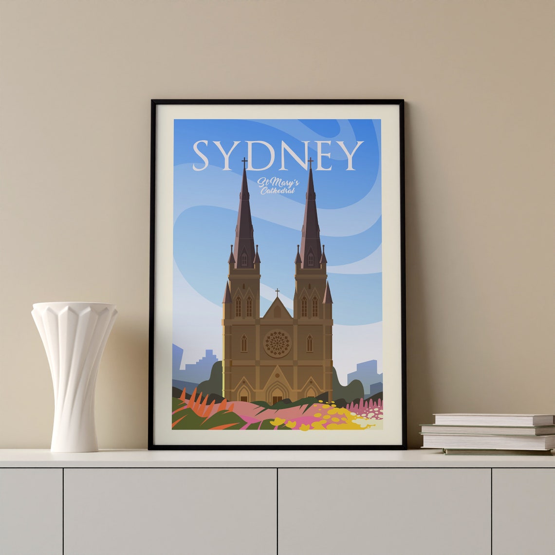 Sydney St Mary's Cathedral Australia Twin Spires Church Wall Poster - Image 2