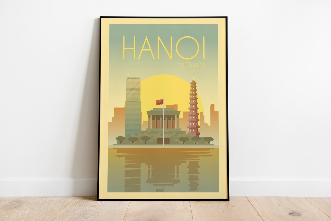 Hanoi Vietnam Travel Poster Hanoi Vietnam Wall Art Print Hanoi Travel Print Hanoi Vietnam Trave Lillustration Poster Art