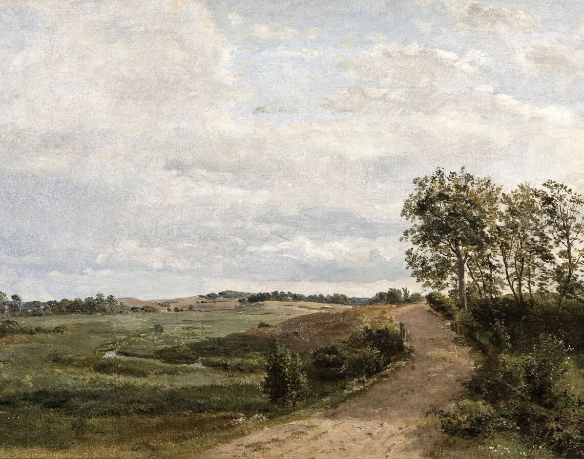 Antique Painting Vintage Country Landscape Art Print - Image 2