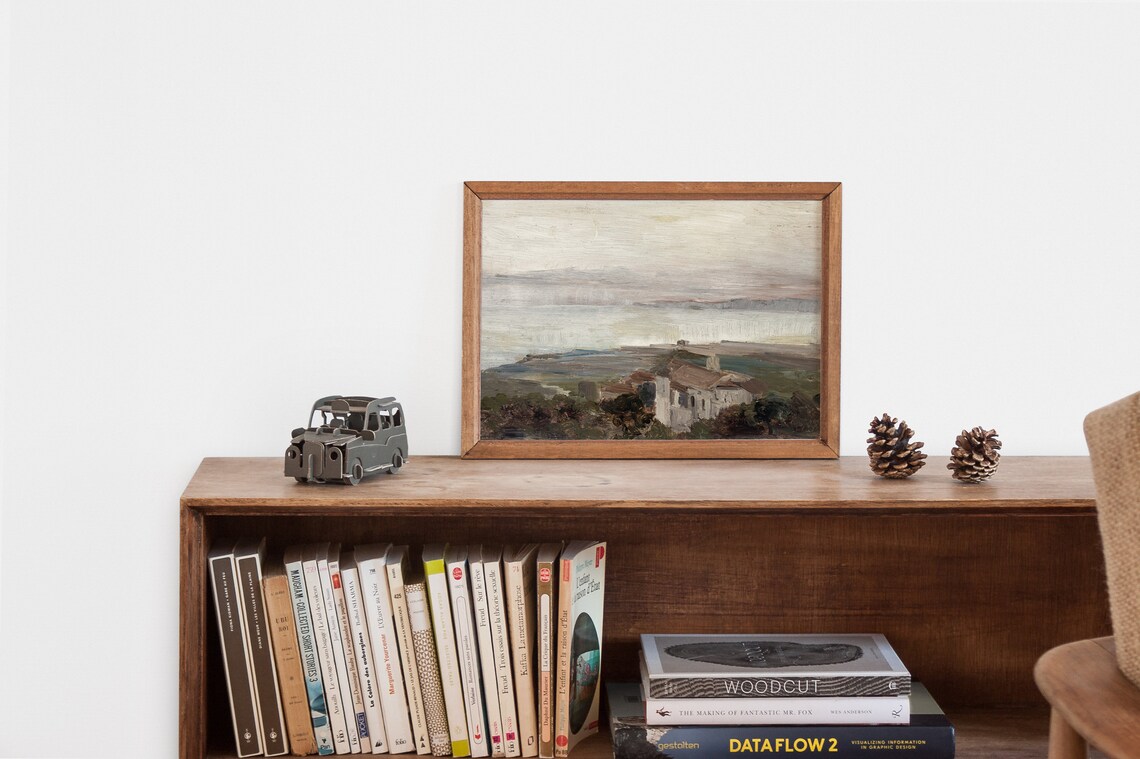 Modern Abstract Landscape, Vintage Neutral Art Print - Image 2