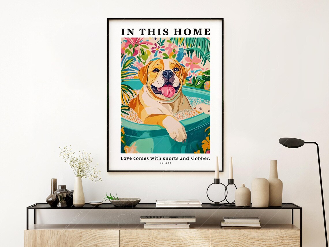Bulldog in Bathtub, Funny Bathroom Decor - Image 3