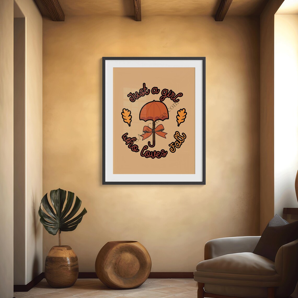 Just a Girl Who Loves Fall Umbrella Quote Autumn Decor Poster