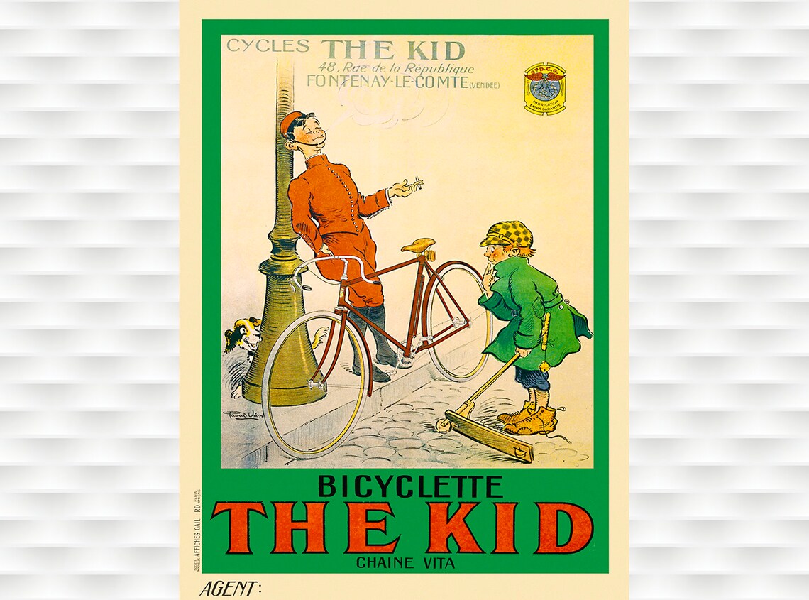 Cycles The Kid Bicyclette Chaine Vita French Vintage Bicycle Poster