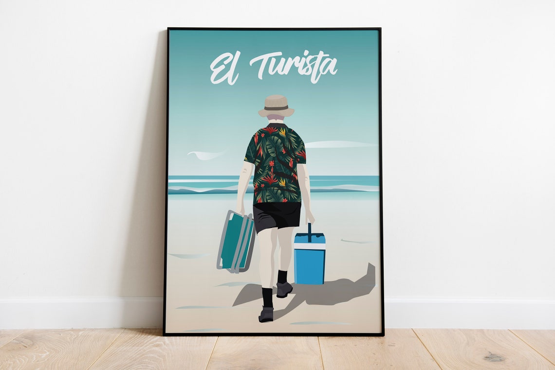 El Turista Funny Tourist Beach Vacation Illustration Travel Poster