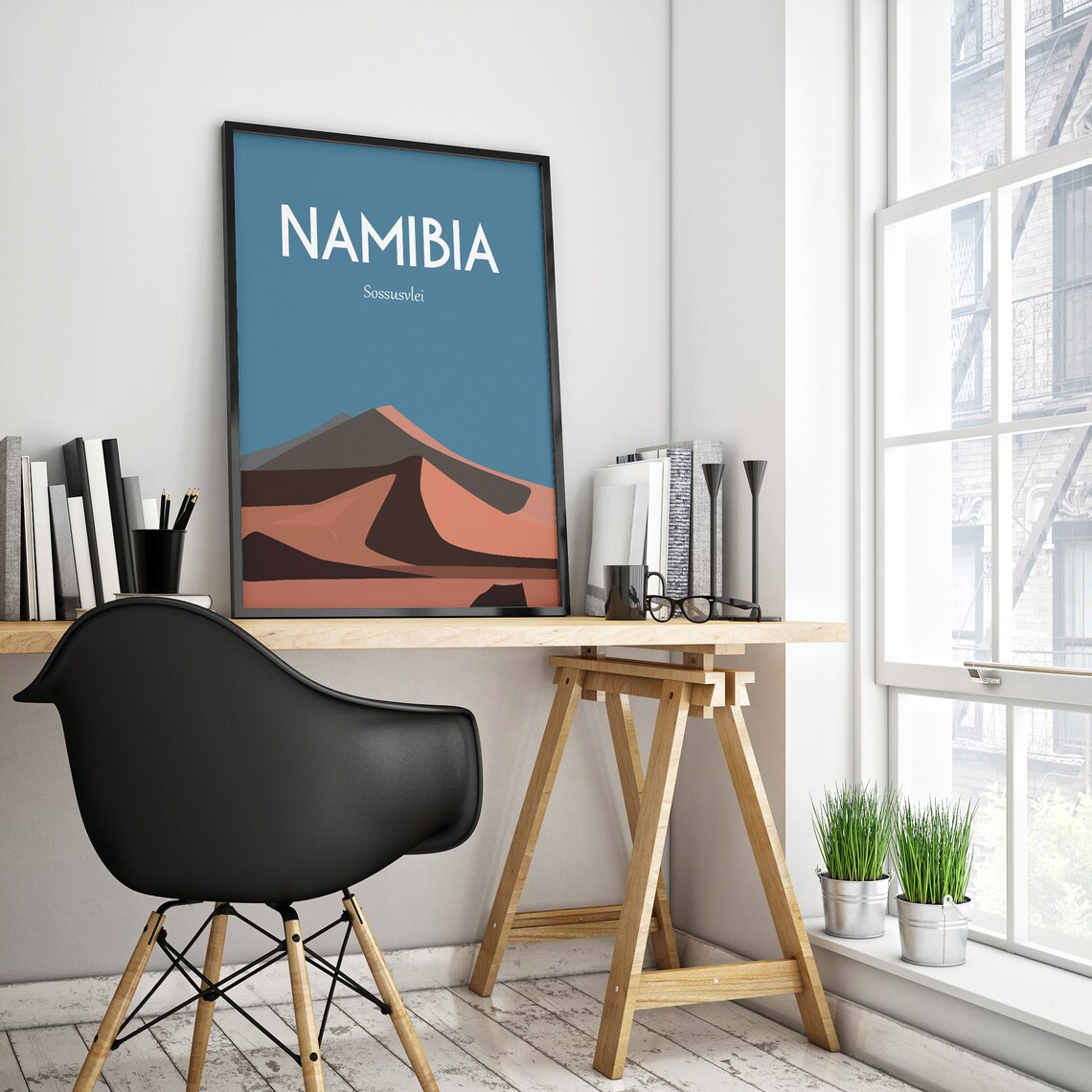 Namibia Sossusvlei Travel Poster Red Desert Dunes Minimalist Art - Image 2