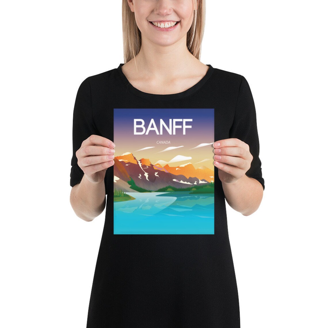 Banff Canada Alberta Mountain Lake Snowy Peaks Travel Poster - Image 2