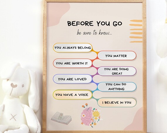 Before You Go Affirmation Speech Bubbles Kids Encouragement Poster