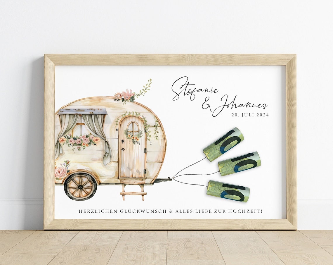 Stefanie Johannes Camper Caravan Wedding Cash Money Gift Poster - Image 2