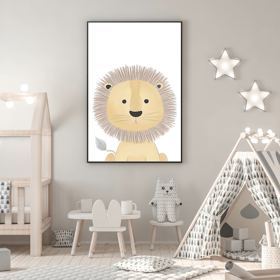 Lion Jungle Safari Nursery Print Art Childrens Bedroom Playroom Wall Room 299