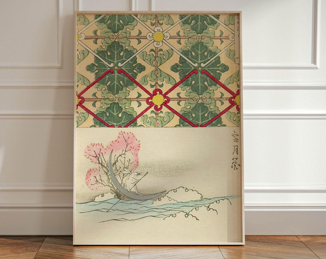Korin Furuy Floral Art Poster, Japanese Ukiyo-E