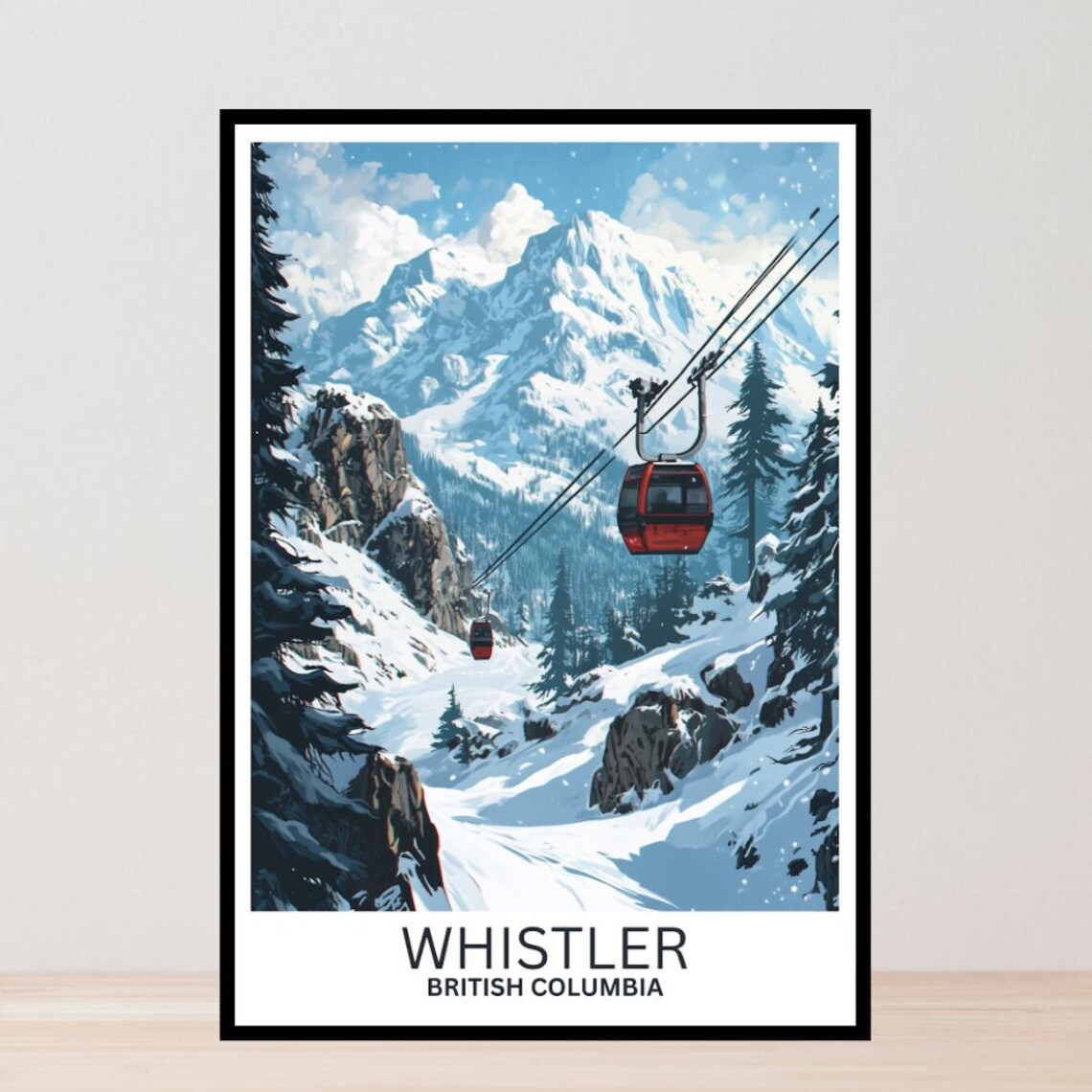 Whistler Travel Poster, Ski Wall Art Print