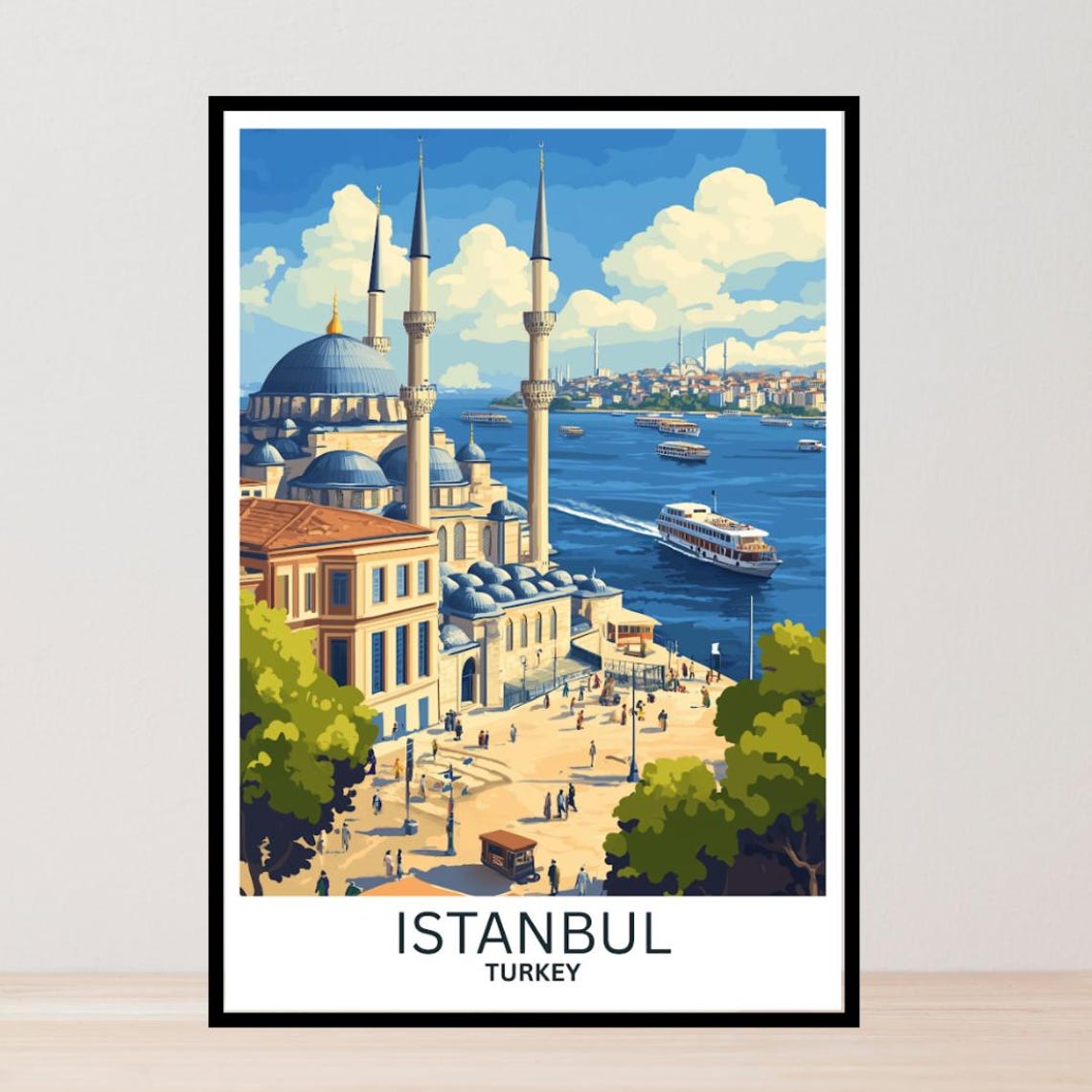 Istanbul Turkey Ottoman Mosque Minarets Bosphorus Waterfront Poster