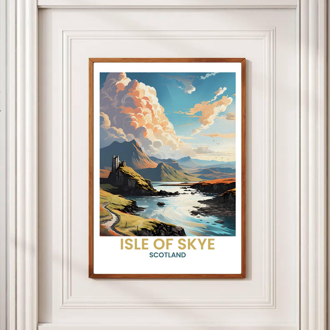 Isle of Skye Scotland Castle Coastline Vintage Travel Poster