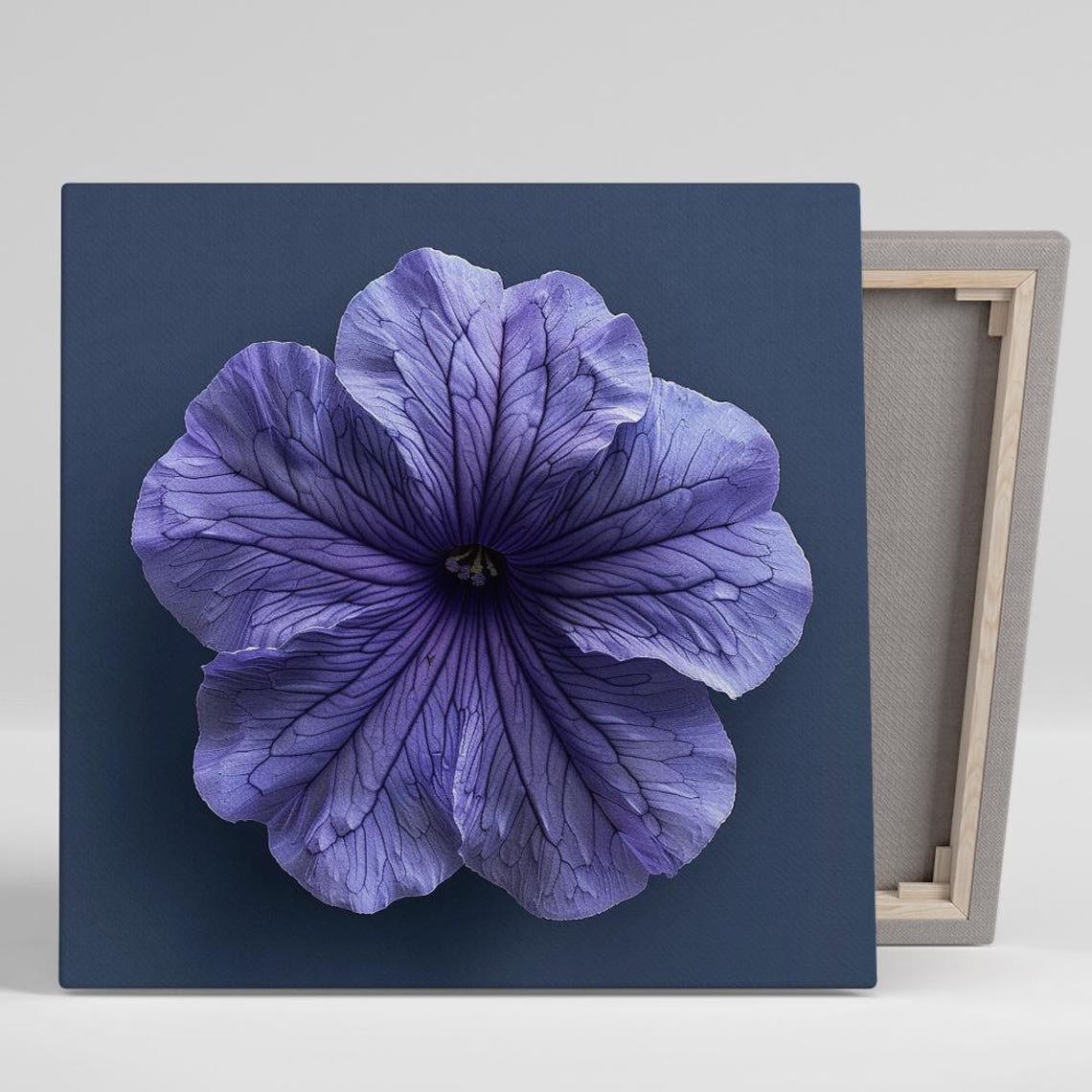 Purple Petunia Macro Close Up Navy Floral Photography Poster