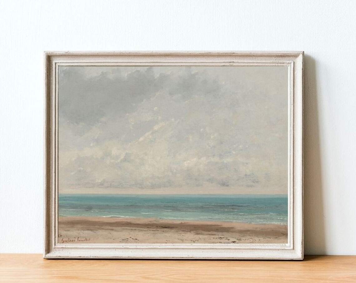 Muted Coastal Seascape, Vintage Ocean Art Print - Image 4