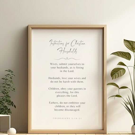 Colossians 3 18 21 Christian Households Scripture Faith Home Poster