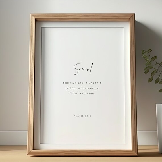 Psalm 621 Soul Finds Rest In God Poster Minimal Modern Faith Verse Art