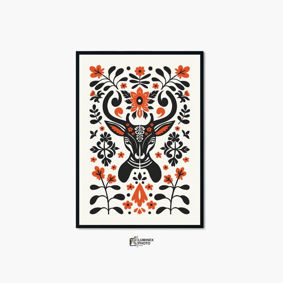 Nordic Deer Abstract Scandinavian Art Print