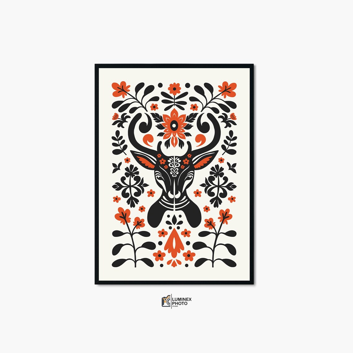 Nordic Deer Abstract Scandinavian Art Print