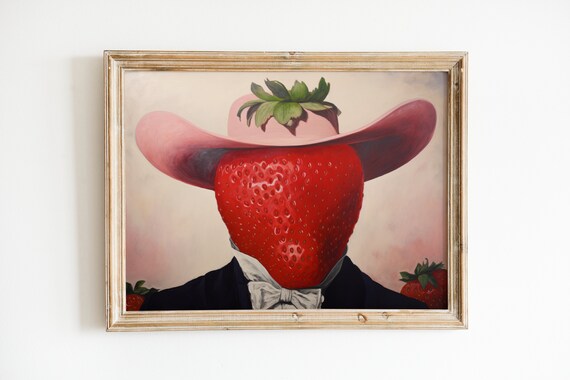 Western Strawberry Cowgirl Kitchen Art Print