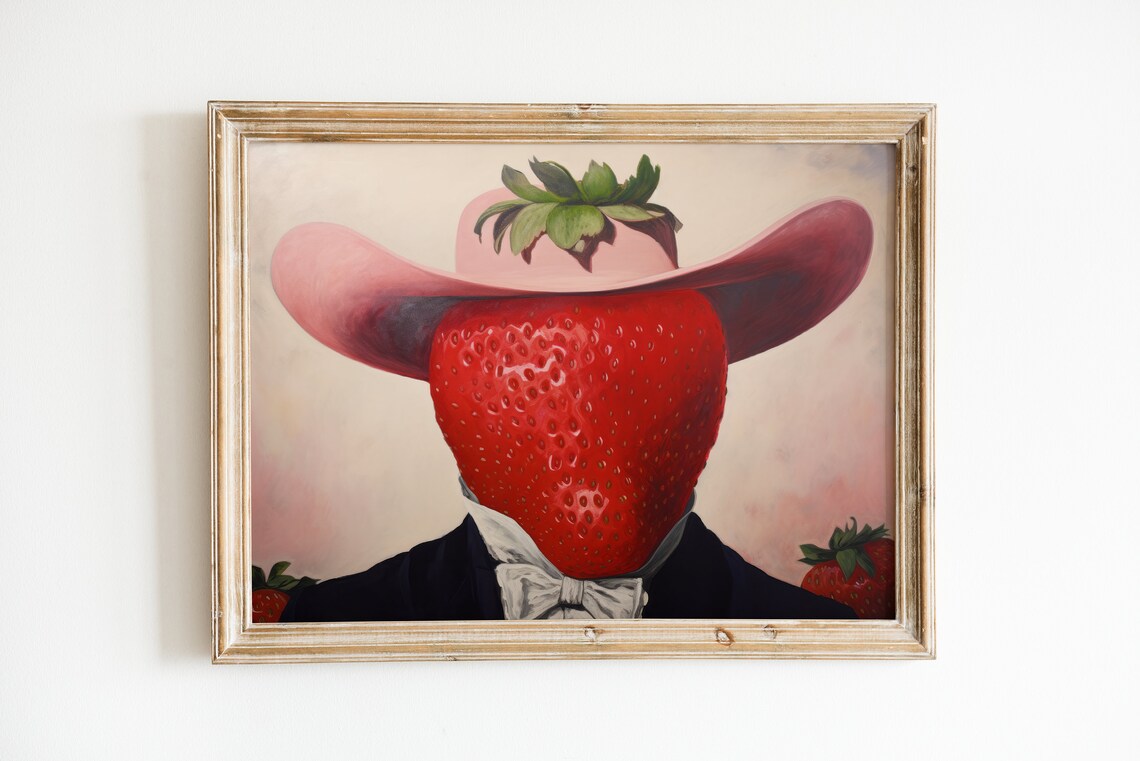 Western Strawberry Cowgirl Kitchen Art Print