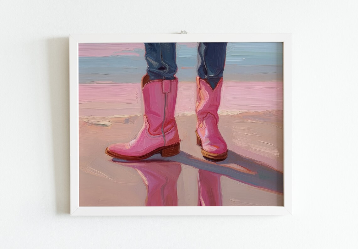 Retro Cowgirl Boot Print, Coastal Farmhouse Art Print - Image 2