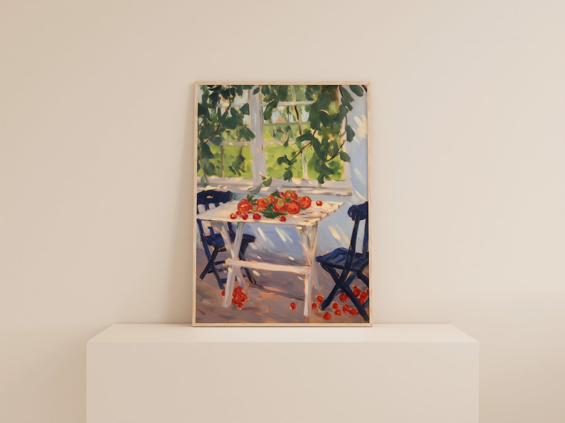 Summer Garden Tomato Painting, Vintage Kitchen Art Print - Image 2