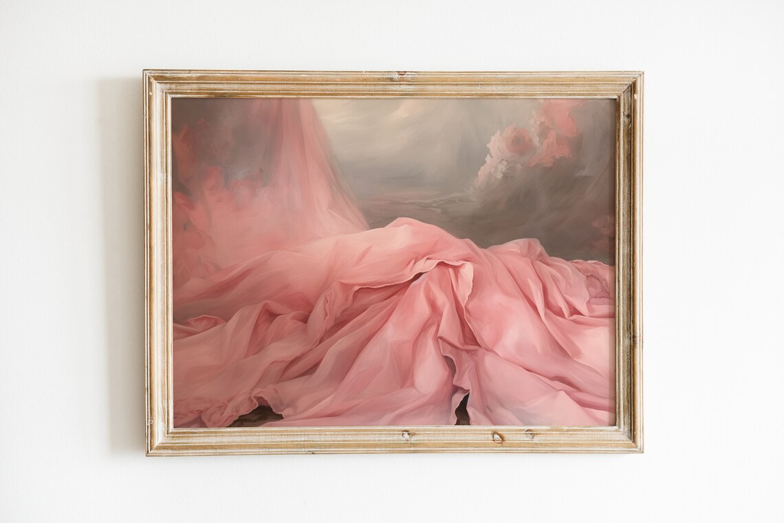 Pink Princesscore Print, Antique Oil Painting