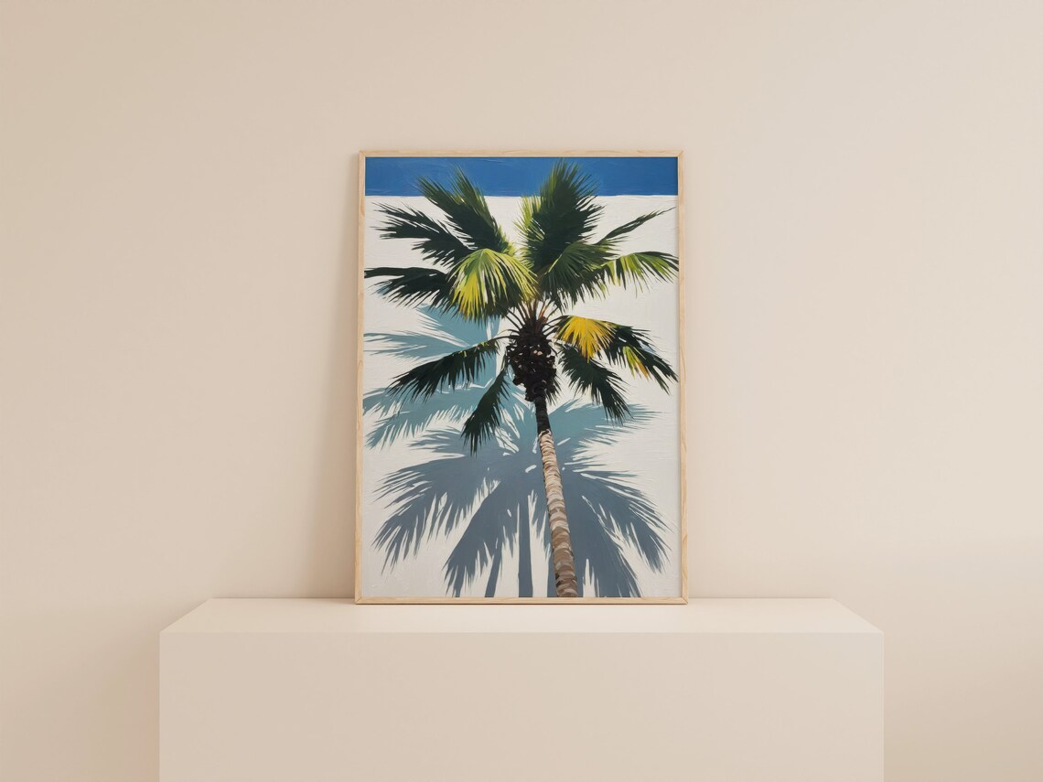 Palm Tree Print, Trendy Coastal Oil Painting - Image 2