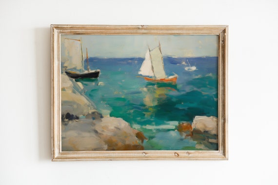 Sailboat Vintage Coastal Decor Art Print