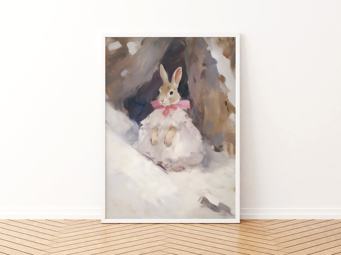 Vintage Bunny Painting Nursery Wall Art, Cottagecore - Image 3