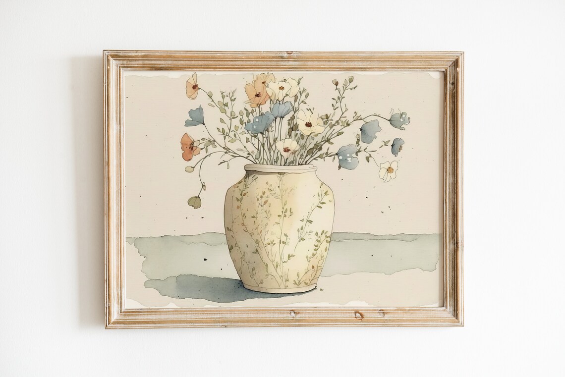 Floral Chinoiserie Art Print, Artsy Kitchen Poster