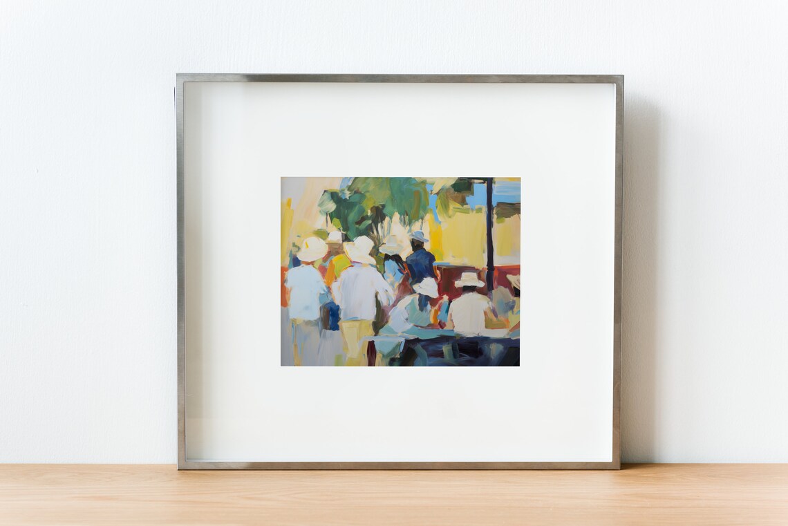 French Caf Yellow Summer Abstract Art Print - Image 2