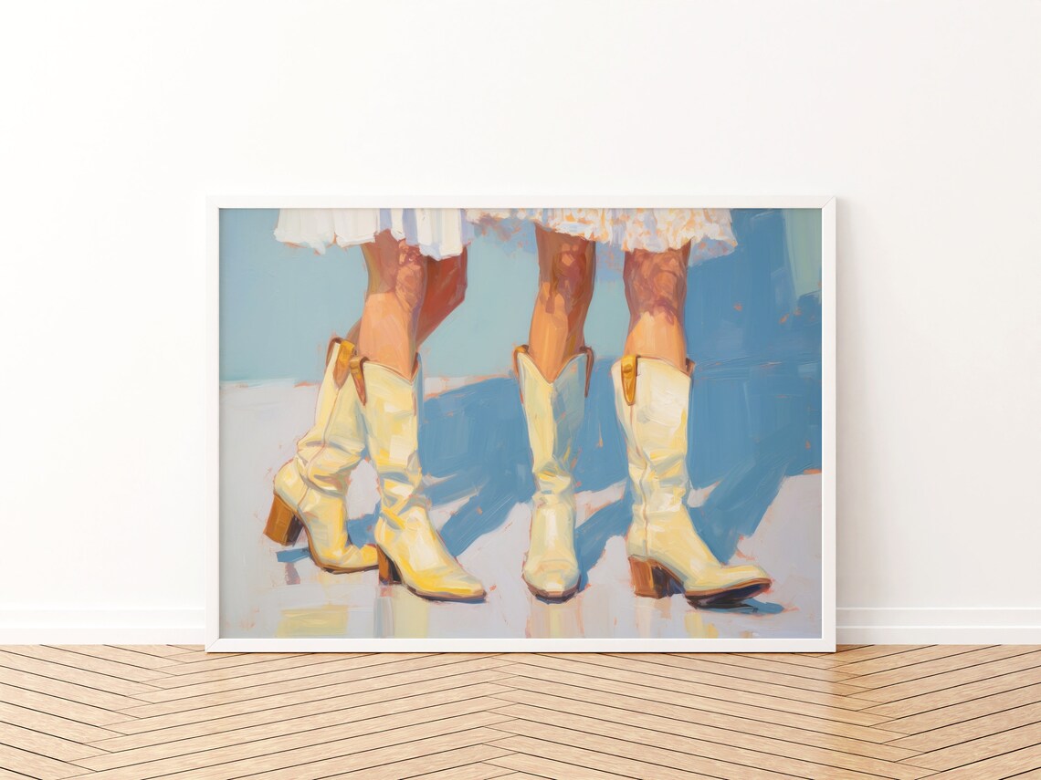 Cowgirl Boot Art Print, Coastal Dorm Room Decor - Image 3