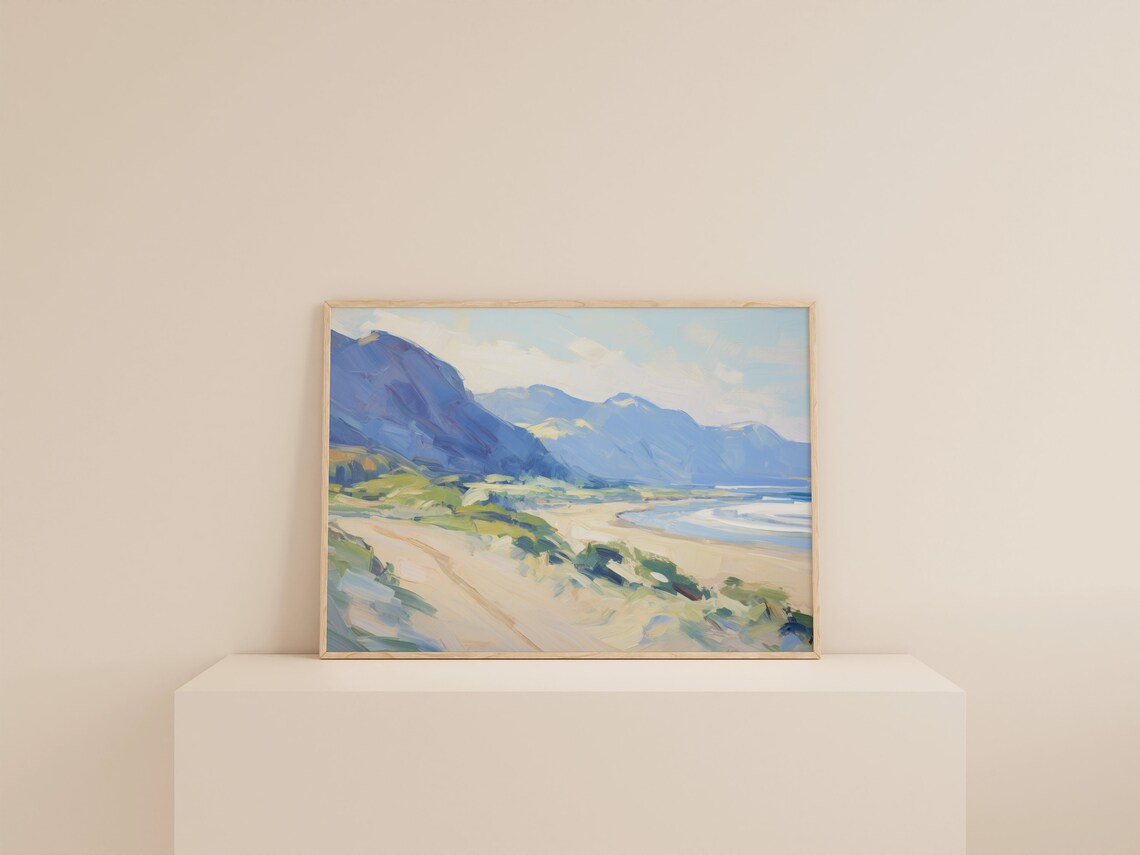 Soft Coastal Landscape Painting, Beachy Home Decor - Image 2