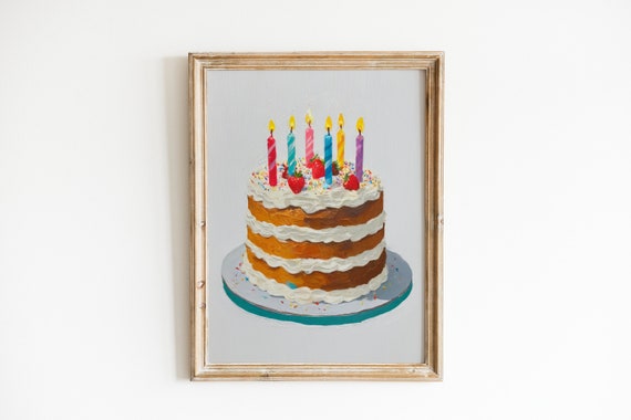 Cake Painting Colorful Retro Kitchen Art Print