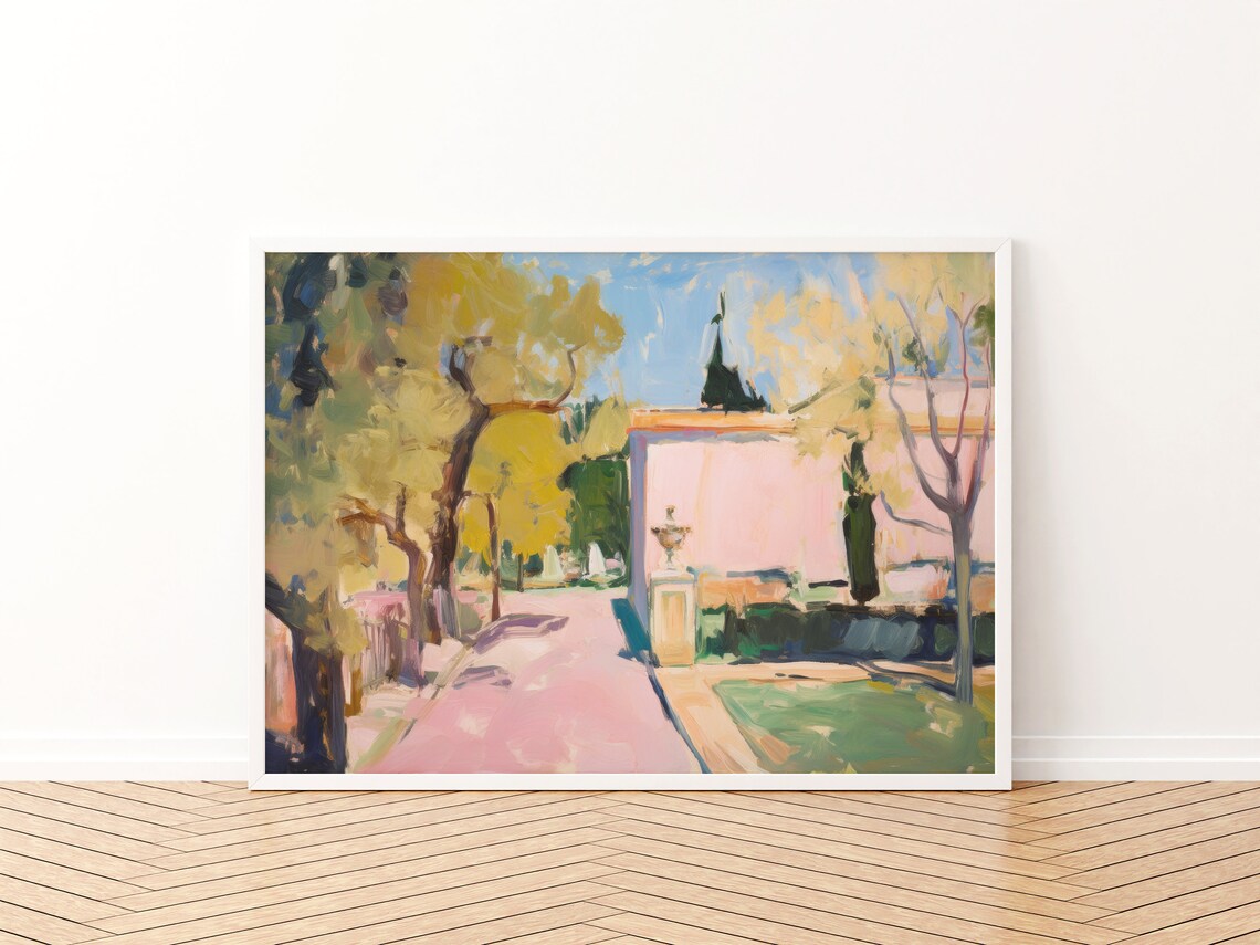 French Garden Painting, Soft Pink Apartment Art Print - Image 3