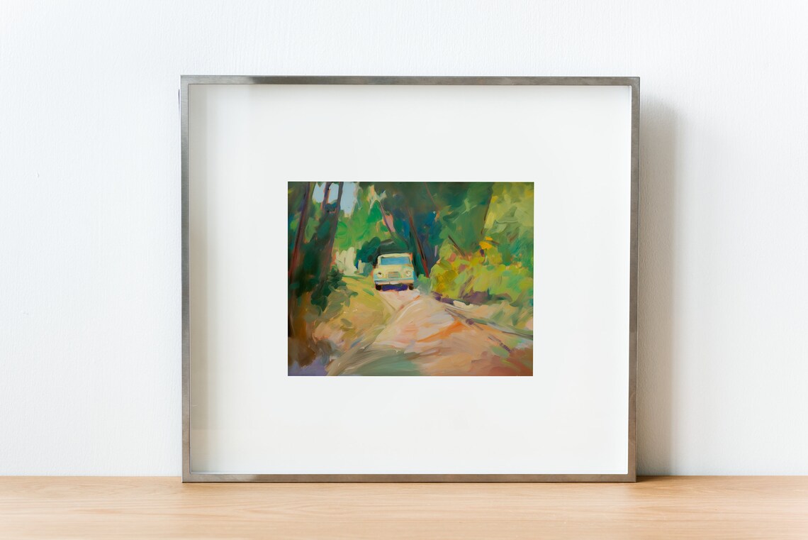 Retro Car Print, Green Summer Lake House Decor - Image 3
