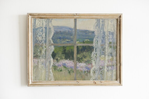 Country Summer Print, Cottagecore Rustic Floral Landscape