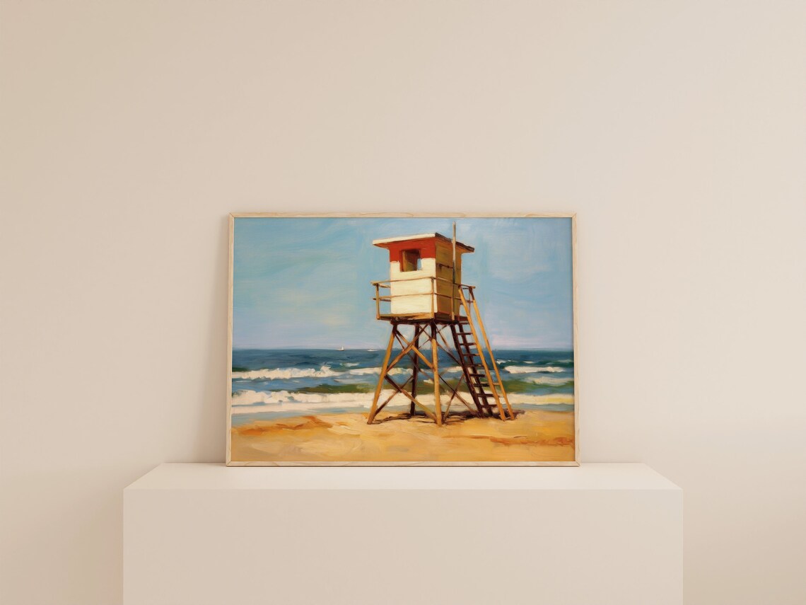 Retro Coastal Print, Preppy Beach Bathroom Art Print - Image 2