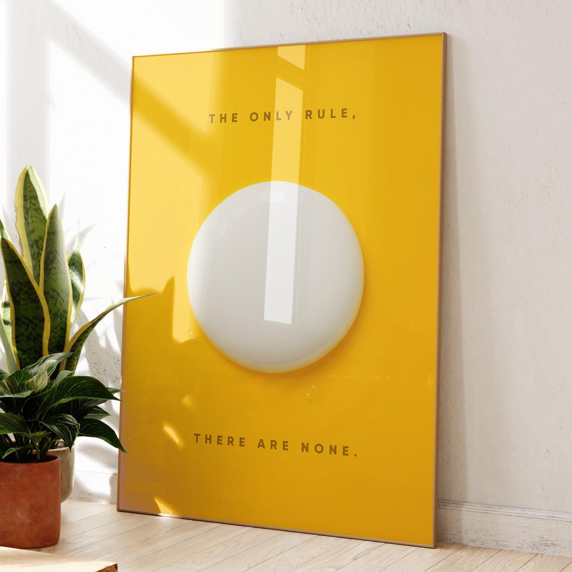 The Only Rule Fried Egg Bold Minimalist Yellow Pop Art Poster