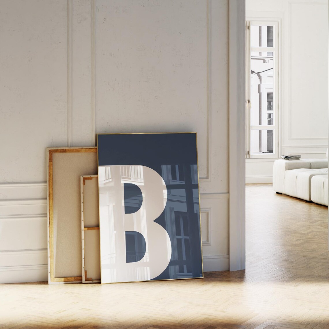 Navy Blue Letter B Alphabet Poster Print