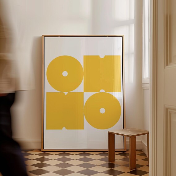 Oh No Yellow Typography Poster Minimalist Funky Apartment Wall Decor